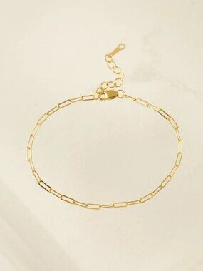 Paperclip Chain Gold-Filled Anklet - Gold